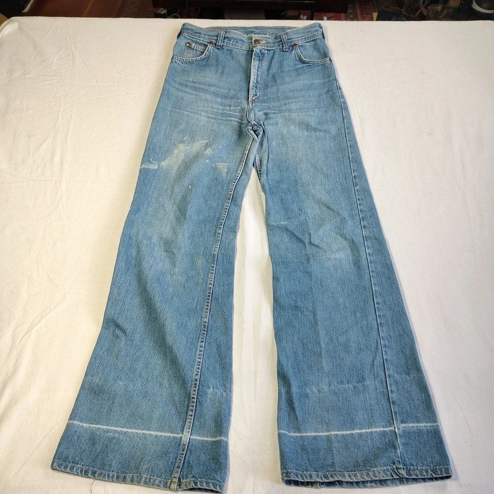 H.A.S.H. Jeans Wide Leg Flare Women 31x36 Blue Vintage High Rise Light Wash - Picture 1 of 16